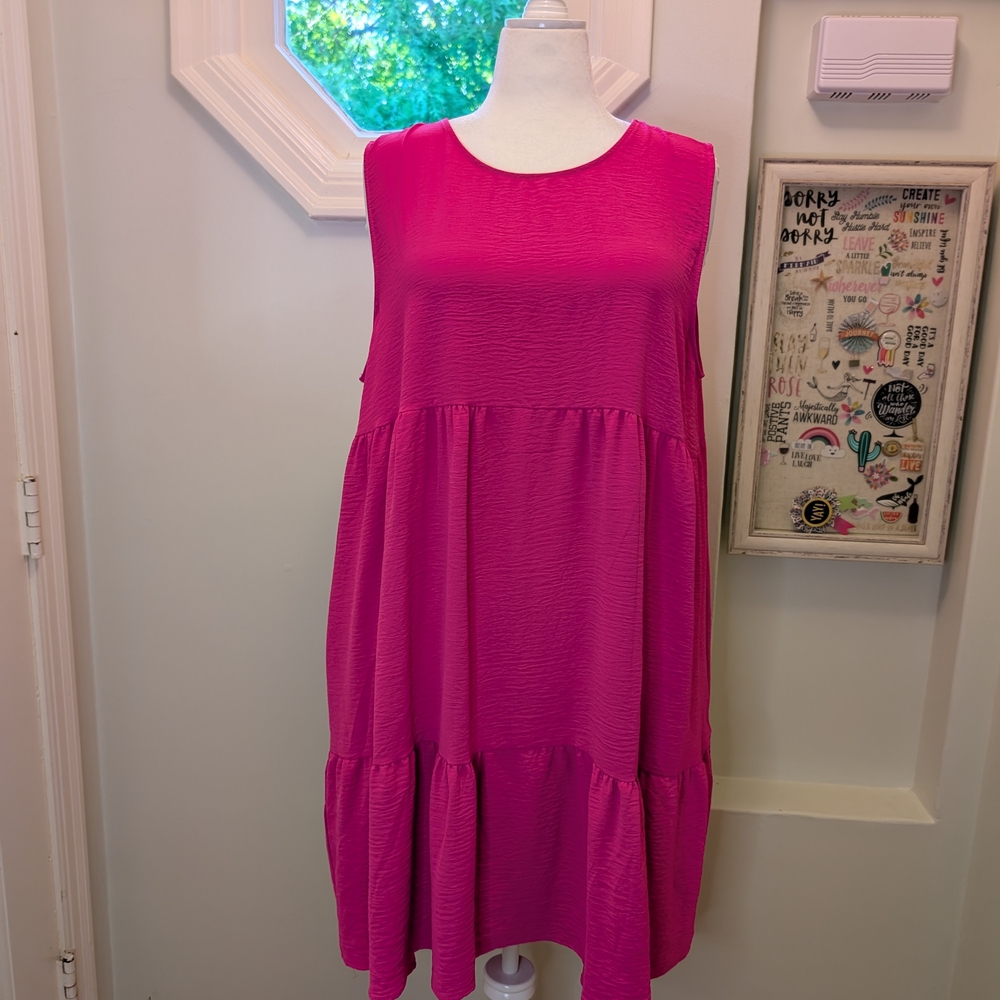 Sleeveless Hot Pink Tank Dress
